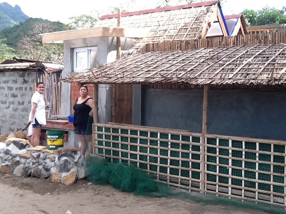 Inside the bamboo fence is our beachfront dining area.