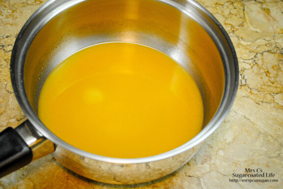 Gelatin dissolved in orange juice