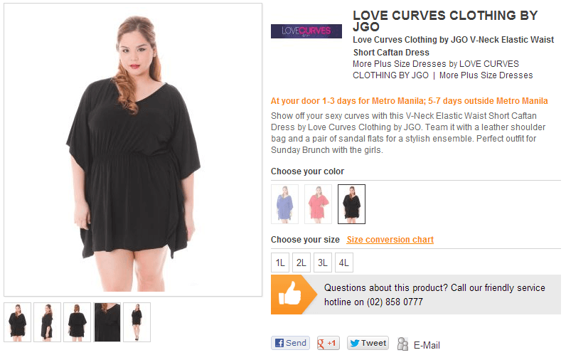 Love Curves Clothing by JGO V Neck Elastic Waist Short Caftan Dress LOVE CURVES CLOTHING BY JGO