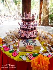 My friend used a cupcake tower to add height to her daughter's birthday dessert buffet.