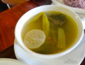 Sinigang Soup Sour vegetable soup. Comes with the Baguio Bagnet meal.