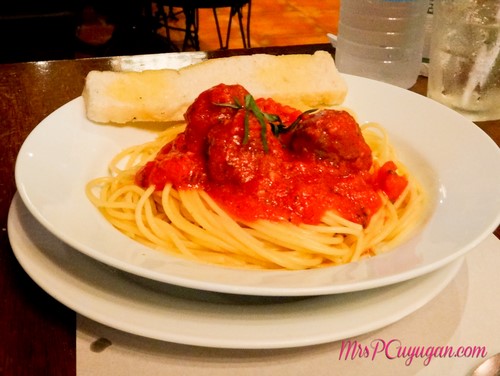 Spaghetti and meatballs, our reason for eating at TOSH
